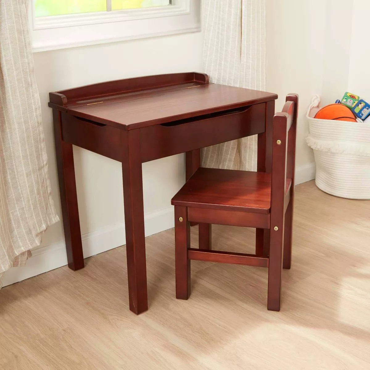 Melissa & Doug Wooden Child's Lift-Top Desk and Chair - Espresso