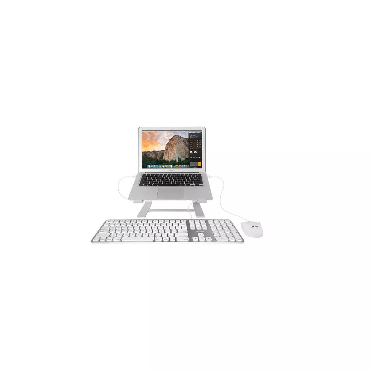 Macally Full Aluminum Wired Keyboard With Number Keypad and 2 Port USB Hub