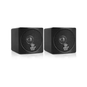 Pyle PCB3BK Full Range 3 Inch 100 Watt Mini Cube Bookshelf Stereo Speakers for Home Theater Surround Sound System with Video Shield, Black (4 Pack)