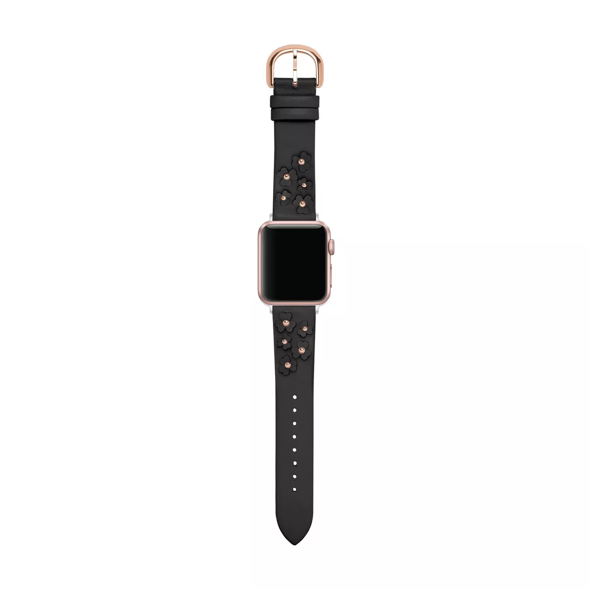 Kate Spade New York Floral Applique Black Leather 38/40mm Band for Apple Watch