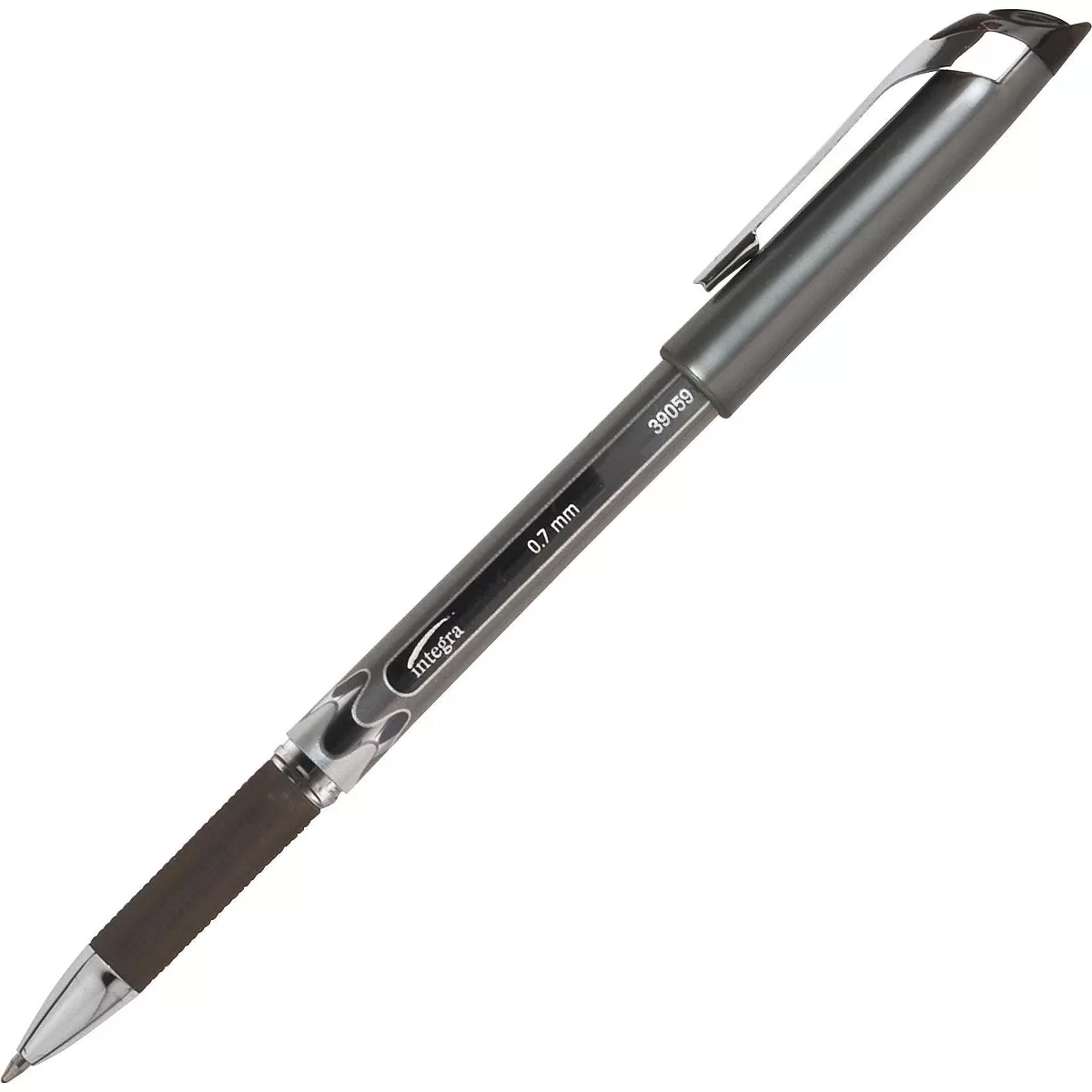 Integra Gel Stick Pen Rubber Grip .7mm 1DZ Chrome Clip BK Ink 39059