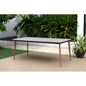 Newhaven 7pc Patio Dining Set with Rectangular Table & Teak Finish - Amazonia