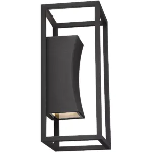 Possini Euro Design Modern Outdoor Wall Light Fixture LED Textured Black Box 14
