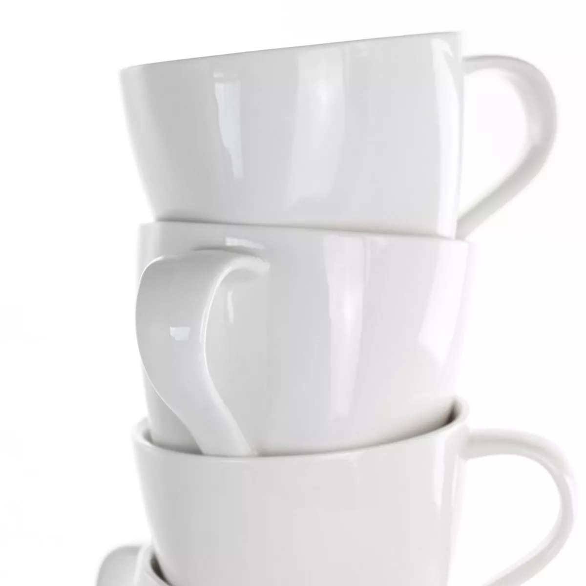 10oz 12pc Porcelain Market Square Cup and Saucer Set White - Elama