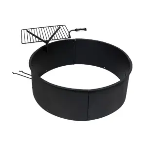 Sunnydaze Outdoor Heavy-Duty Steel Portable Campfire Ring with Cooking Grate and Fire Poker - 36