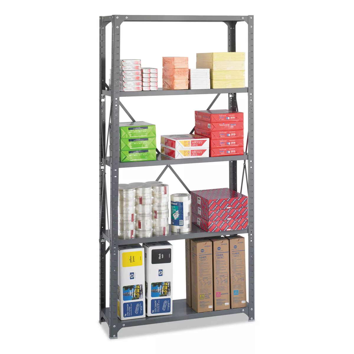 Safco Commercial Steel Shelving Unit Five-Shelf 36w x 12d x 75h Dark Gray 6265
