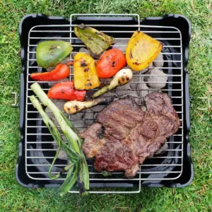 Permasteel PG-40C10-BK Square Portable Charcoal Grill - Black