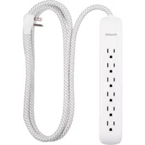 Philips 6-Outlet Surge Protector with 6ft Extension Cord, White