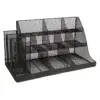 Mind Reader 14 Compartment 3 Tier Large Breakroom Condiment Organizer, Black Metal Mesh