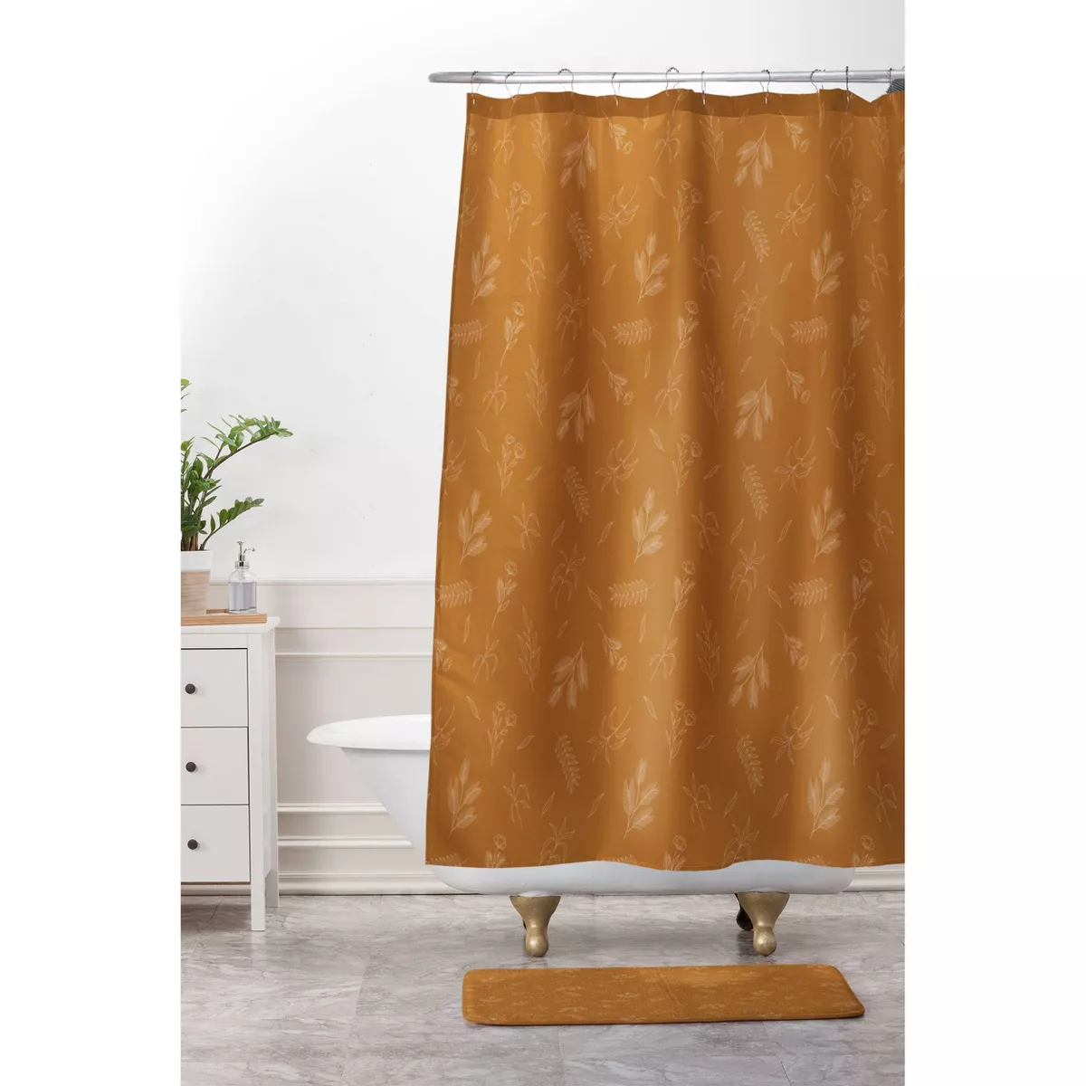 Cuss Yeah Designs Floral Pattern Memory Foam Bath Mat Orange - Deny Designs