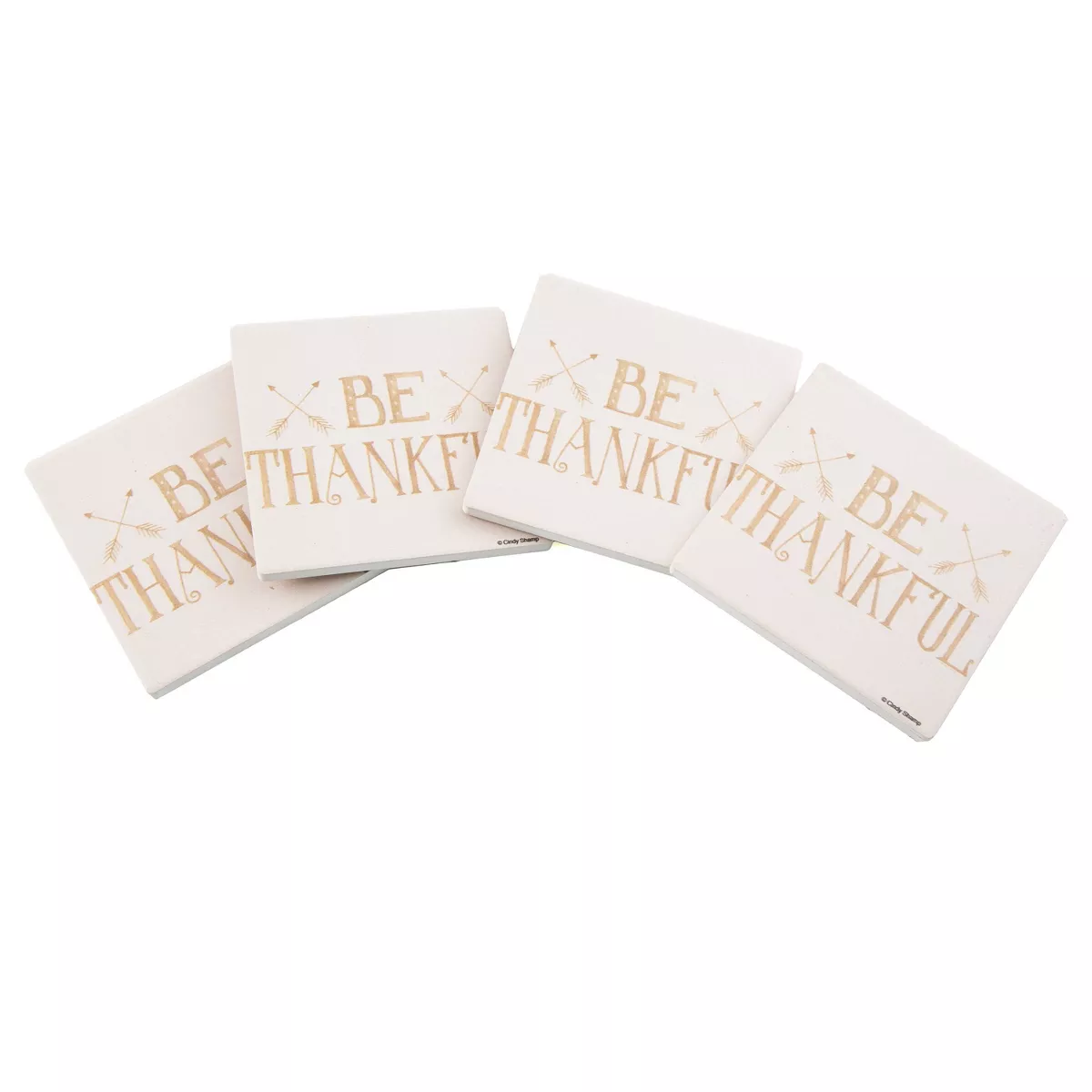 4pk Ceramic Be Thankful Arrow Print Coasters - Thirstystone