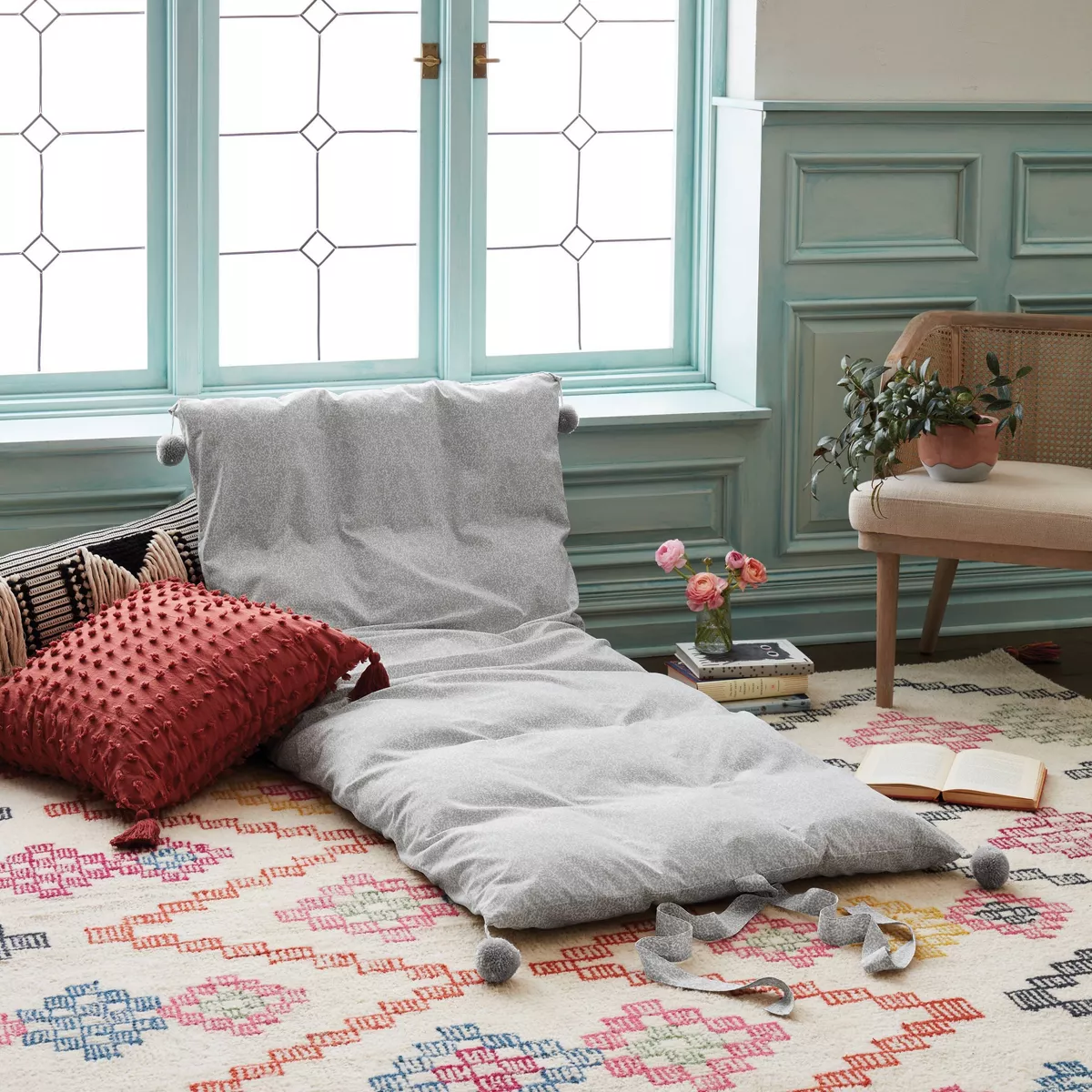Twin Gray Print Chaise Lounge Pillow - Opalhouse™