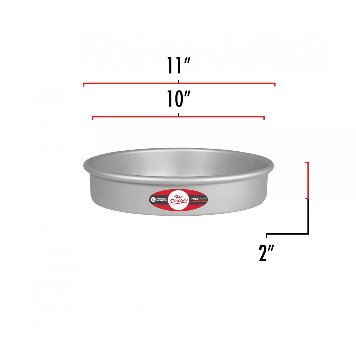 Fat Daddio's PRD-102 Anodized Aluminum Round Cake Pan with Solid Bottom, 10 x 2