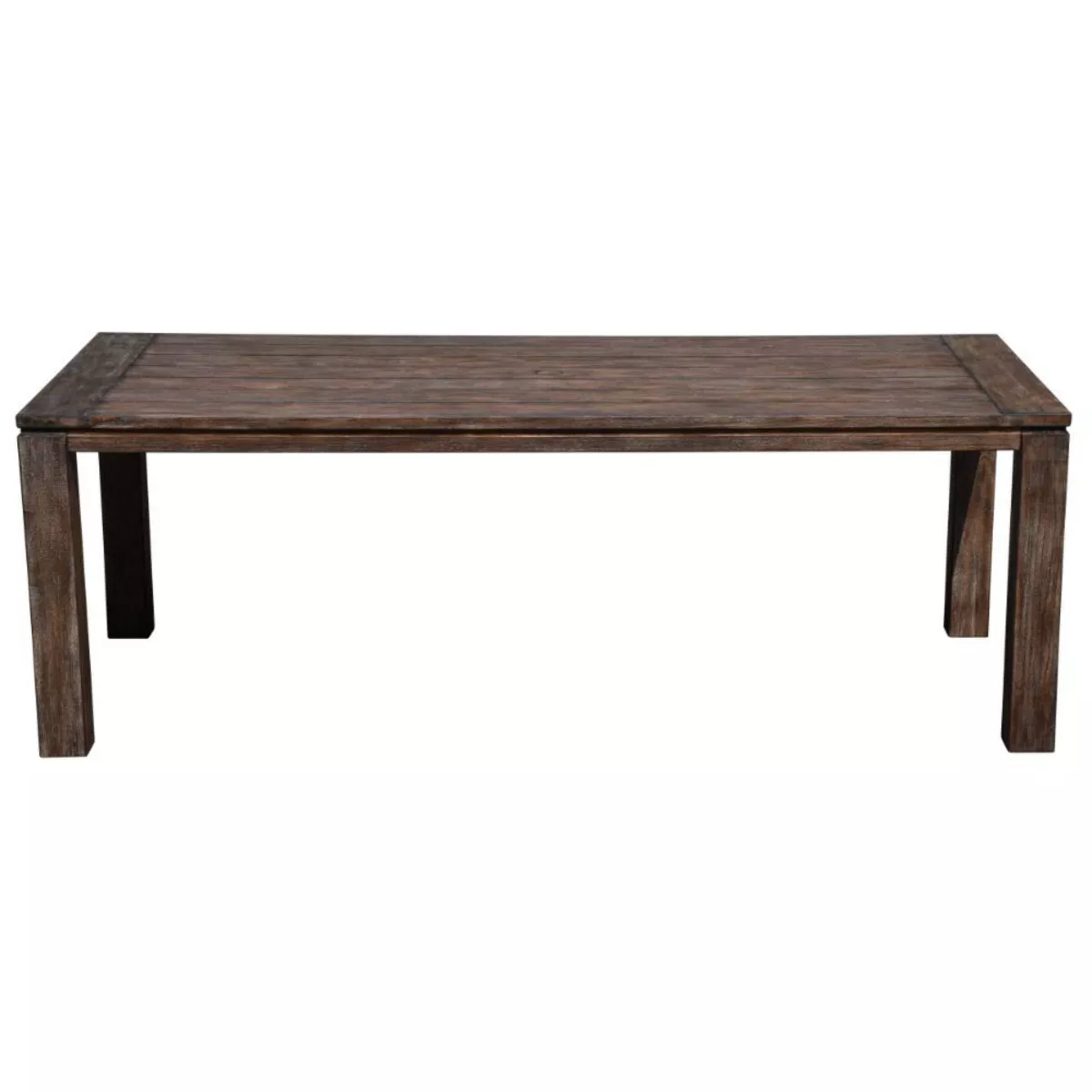 87" Rectangular Teak Dining Table with Umbrella Holes - Taupe - Courtyard Casual