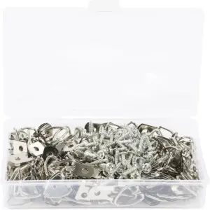 100 D Ring Picture Hangers with 100 Screws, 1 Hole (3/16 x 5/8 inch, 200 Pieces)