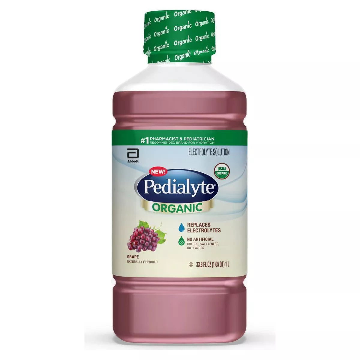 Pedialyte Organic Oral Electrolyte Solution - Fresh Grape - 33.8 fl oz