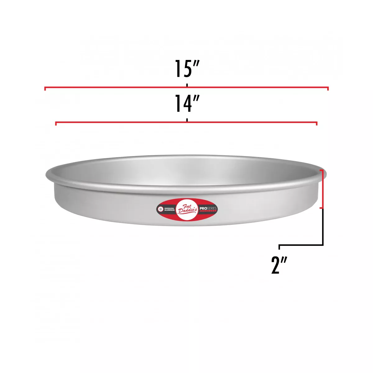 Fat Daddio's Anodized Aluminum Round Cake Pan with Solid Bottom, 14 x 2 Inch