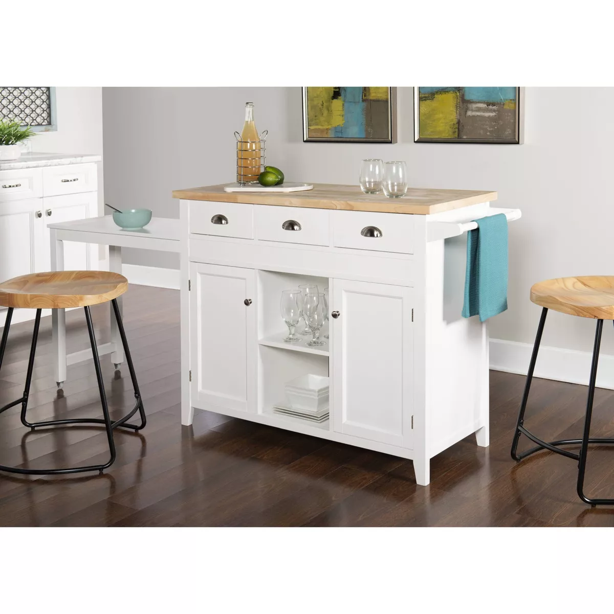 Sheridan Kitchen Cart - White - Linon