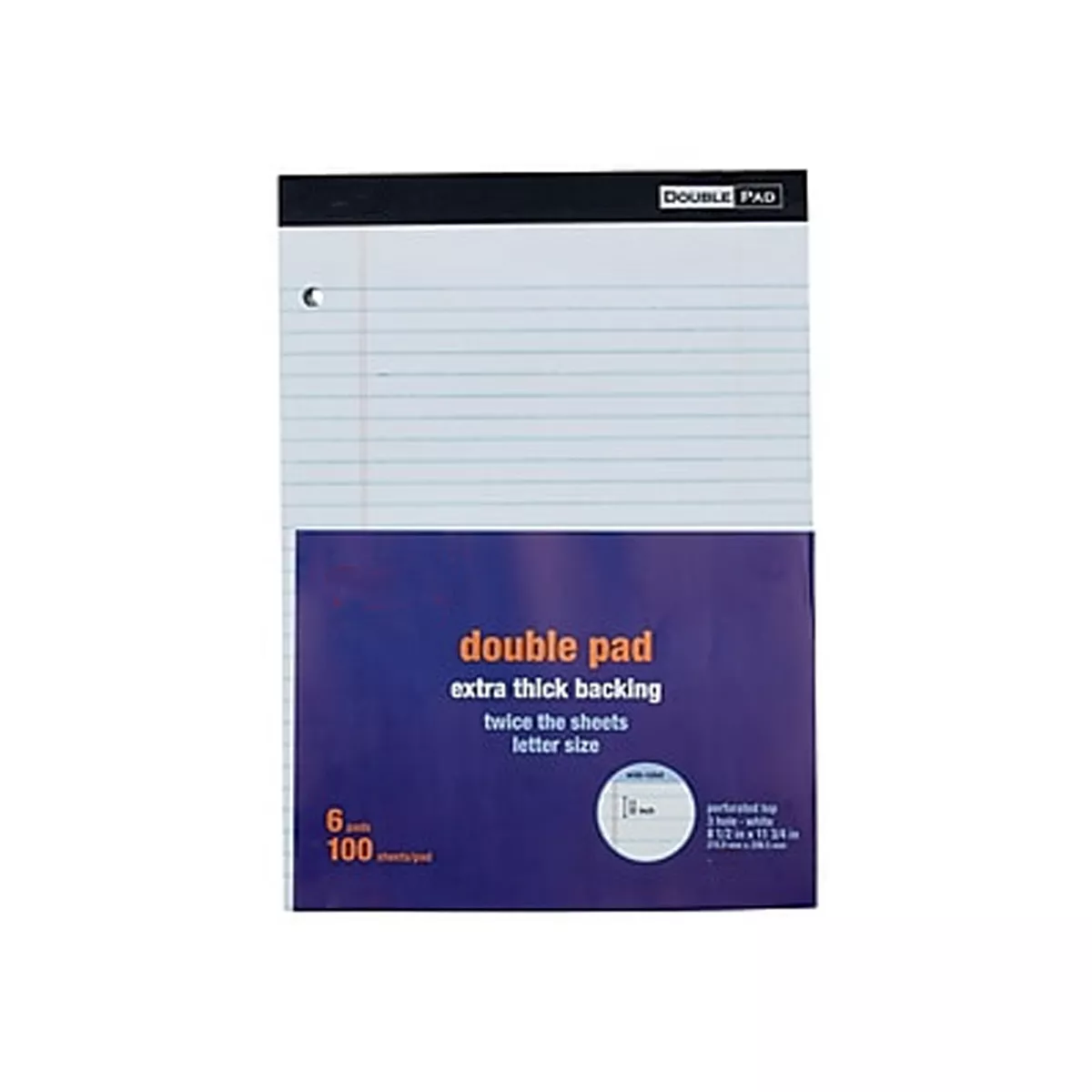 MyOfficeInnovations Double Pad Notepads 8.5x11.75 White 100 Sh/Pd 6 Pd/Pk 478900