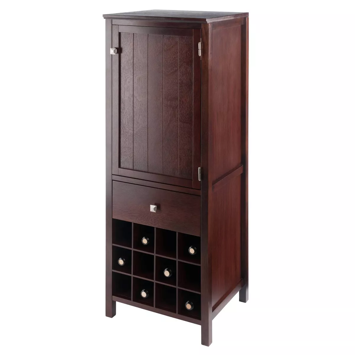 Brooke Cupboard 1 Drawer and Wine Holder Walnut - Winsome
