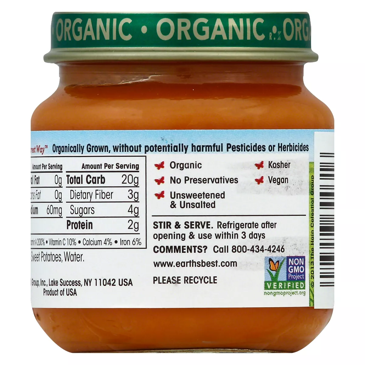 Earth's Best Organic Pureed Baby Food Sweet Potatoes - 4oz