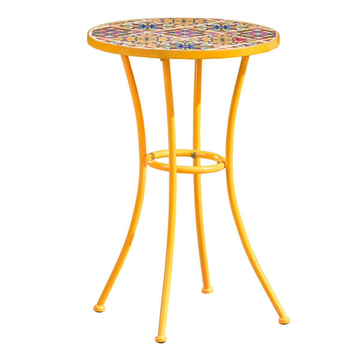 Barnsfield Ceramic Tile Side Table - Yellow - Christopher Knight Home