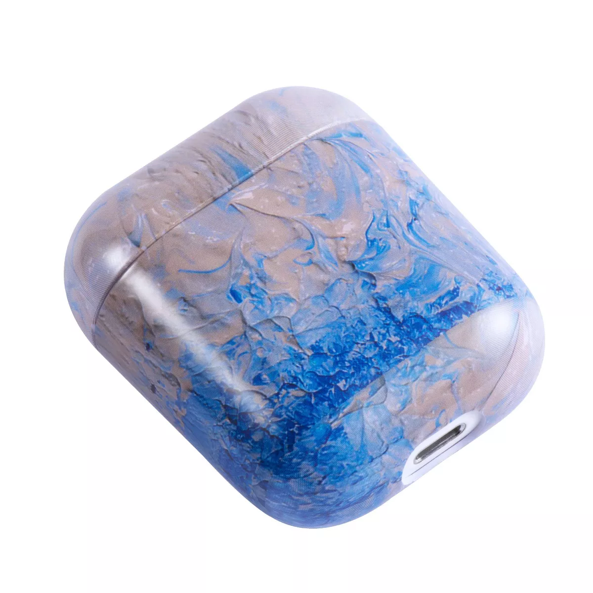 Insten Marble Case for Airpods 1 & 2, Glossy Pattern Soft TPU Skin Cover Charging Case, Gray Blue