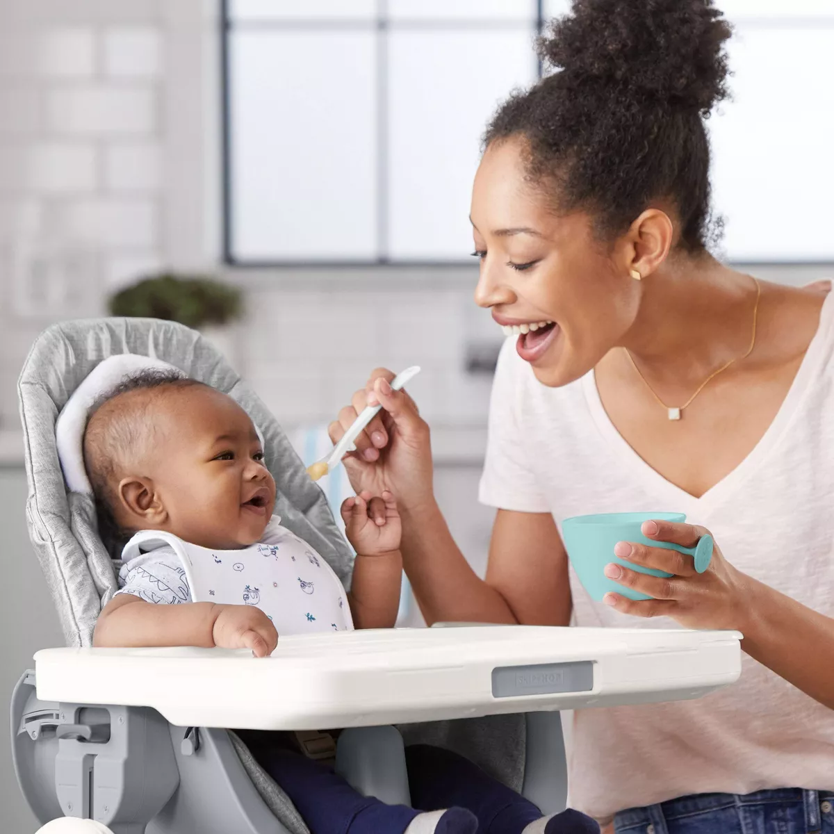 Skip Hop Easy Grab Bowls Gray/Soft Teal - 2pk