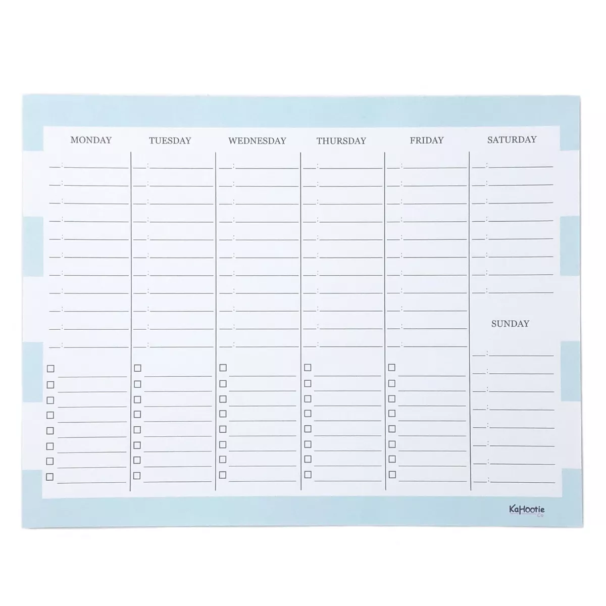 Weekly Schedule Notepad 8.5"x11" Teal Stripes - Kahootie Co
