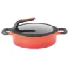 BergHOFF GEM Cast Aluminum Nonstick 10.25" Covered Two-Handle Saute Pan, Carribean Red, Stay Cool