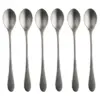 Knork 8.5 Inch Handle 18/0 Stainless Steel Cocktail Tea Beverage Stirring Spoons, Matte Silver (6 Pack)