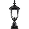 John Timberland Post Light Pier Mount Textured Black 24 1/2" Hammered Glass for Deck Porch Patio