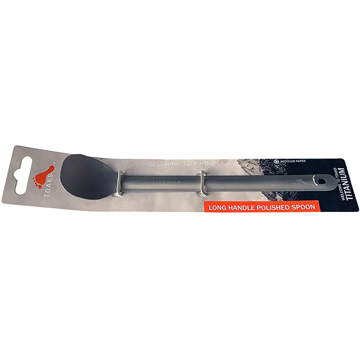 TOAKS Ultralight Matte Finish Flat Head Titanium Long Handle Spoon