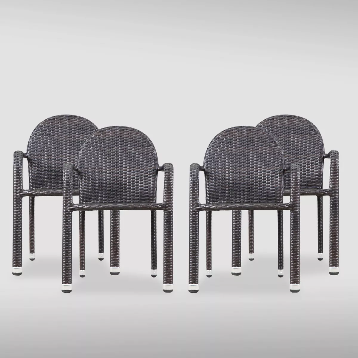 Aurora 4pk Wicker Arm Chairs - Brown - Christopher Knight Home