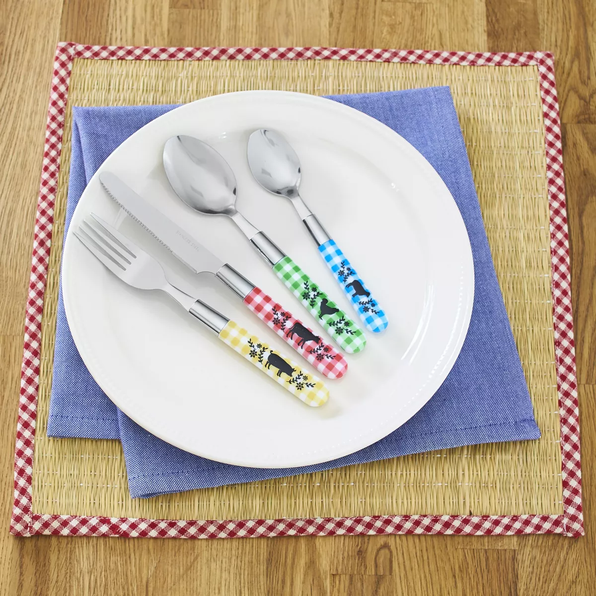 Lakeside Barn Animal Themed Flatware Sets with Plastic Handles - 16-Pc.