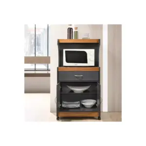 Microwave Kitchen Cart in Gray Oak - Hodedah