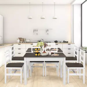 Costway 5pcs Dining Set Solid Wood Compact Kitchen Table & 4 Chairs Modern