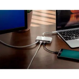 Monoprice USB-C 3-Port USB Hub - White With Wired Gigabit Ethernet Port, USB 3.0 Speeds - Select Series