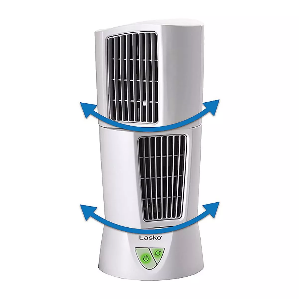 Lasko 4917 Compact Portable Oscillating 3 Speed Platinum Desktop Wind Tower Fan with Built In Handle for Office, Bedroom, Kitchen, and Bathroom, White