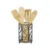 Home Basics Scroll Collection Steel Cutlery Holder with Mesh Bottom and Non-Skid Feet, Black