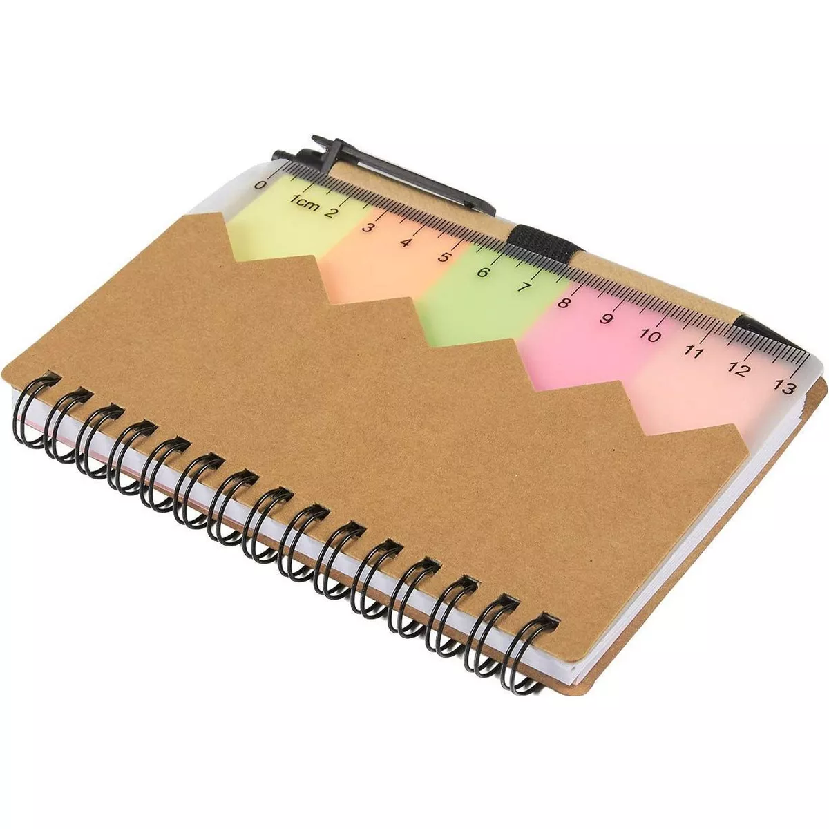 Juvale Spiral Notebook - 6-Pack Lined Notebook with Sticky Notes and Pen, Multi-Functional Memo Book, Brown, 5.5 x 0.5 x 4.25 inches