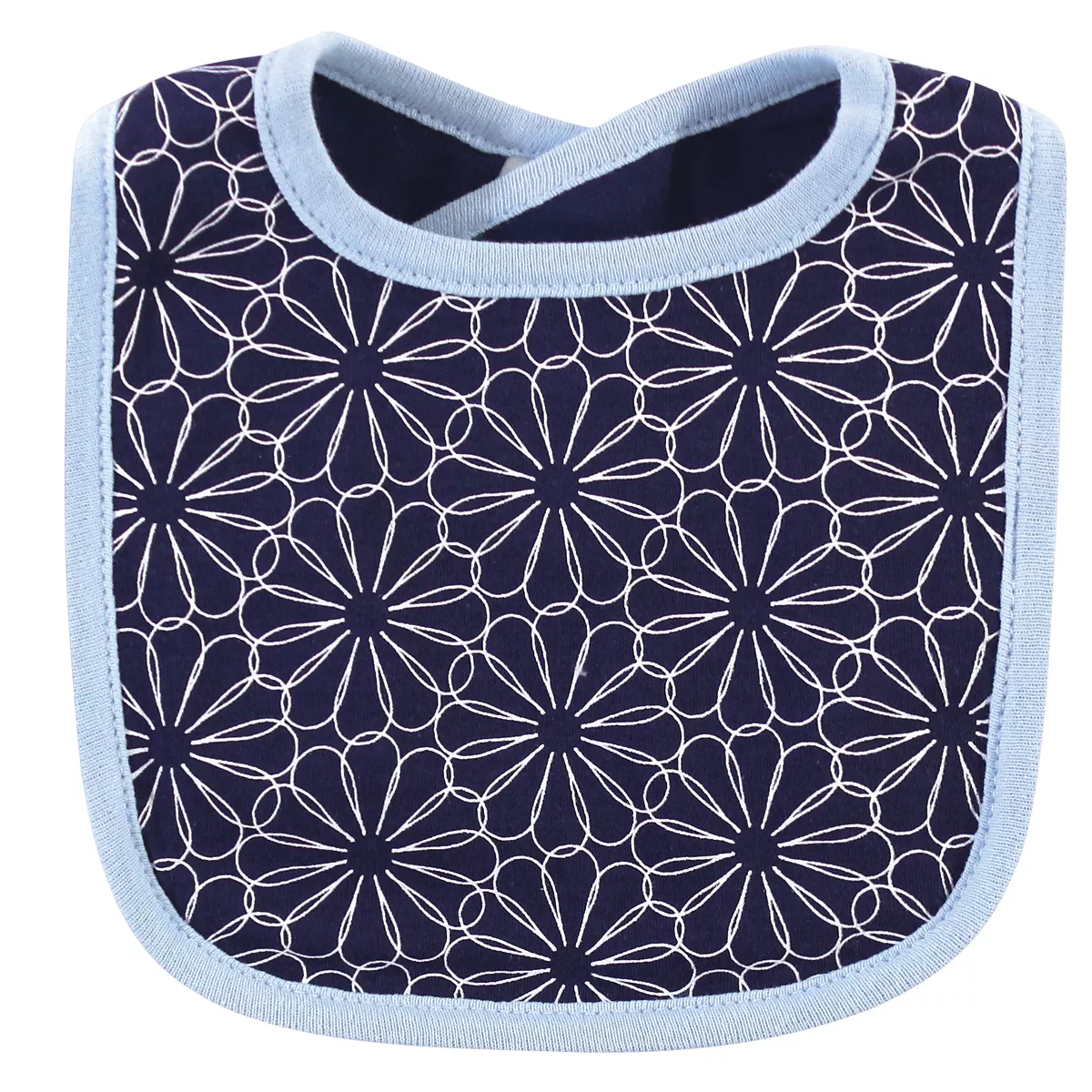 Hudson Baby Infant Girl Cotton Bib and Headband Set 5pk, Blue Daisy, One Size
