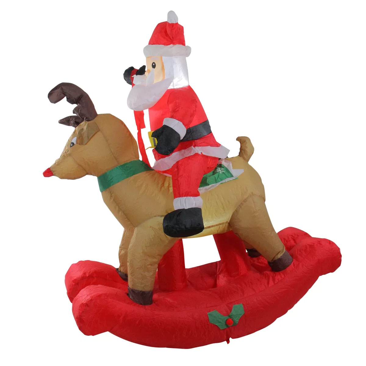 Northlight 4.75' Pre-Lit Red Inflatable Rocking Reindeer and Santa Outdoor Christmas Yard Decor