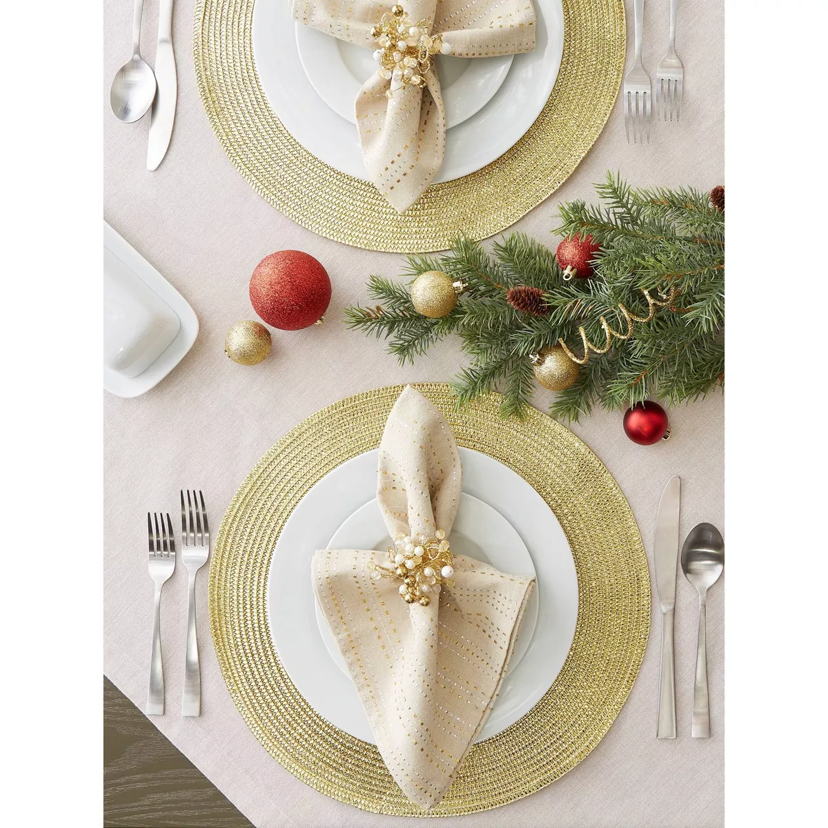 Set of 6 Gold Round Woven Placemat - Design Imports