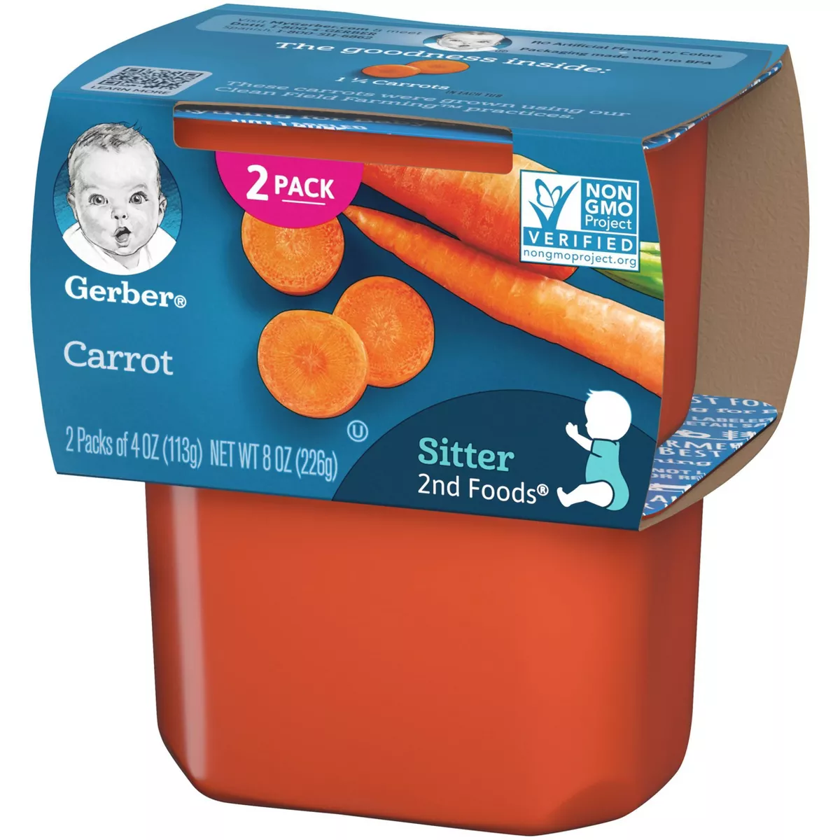 Gerber Sitter 2nd Foods Carrot Baby Meals Tubs - 2ct/4oz Each