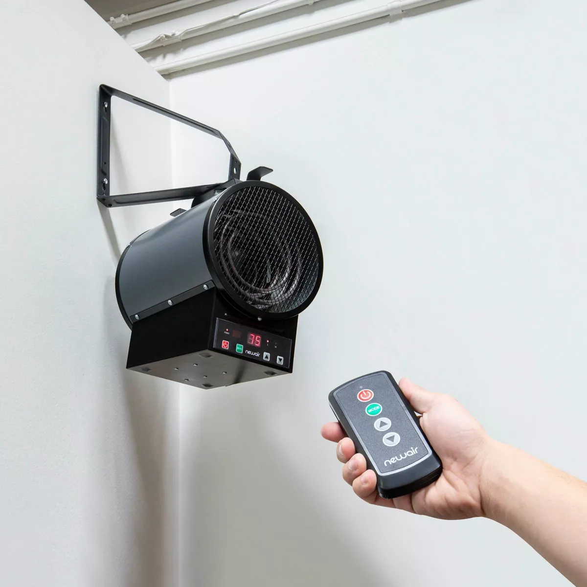NewAir 4800W Electric Freestanding / Mounted Ceramic Fan Forced Garage Space Heater Gray/Black