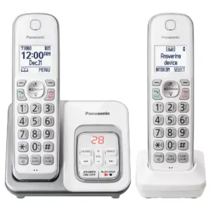 Panasonic Comfort Cordless Telephone with Digital Answering Machine 2 Handsets - White (KX-TGD532W)