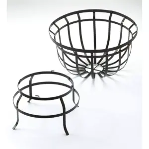 Plow & Hearth - Footed Steel Round Basket Planter with Natural Coir Liner