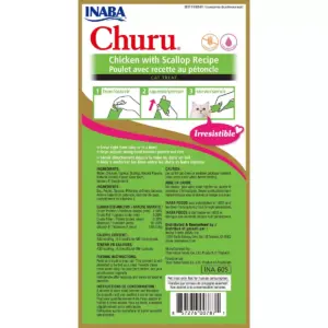 Inaba Churu Grain Free Wet Cat Food Treat Chicken with Scallop Recipe Cat Treats - 0.5oz/32ct Pack