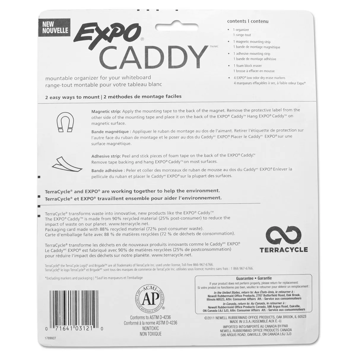 EXPO Mountable Whiteboard Caddy With 4 Markers/Eraser Set 1785294